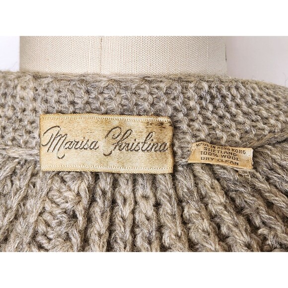 Vintage Chunky Knitted Wool Cardigan Sweater Gray with Pockets XS - Picture 7 of 8